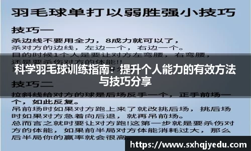 科学羽毛球训练指南：提升个人能力的有效方法与技巧分享