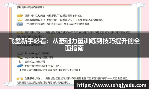 飞盘新手必看：从基础力量训练到技巧提升的全面指南