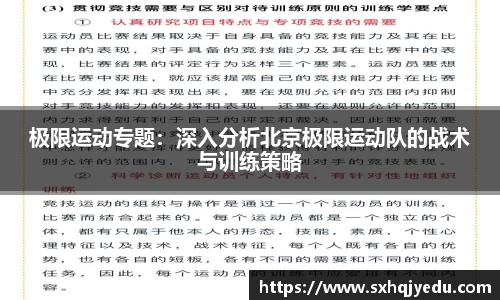 极限运动专题：深入分析北京极限运动队的战术与训练策略
